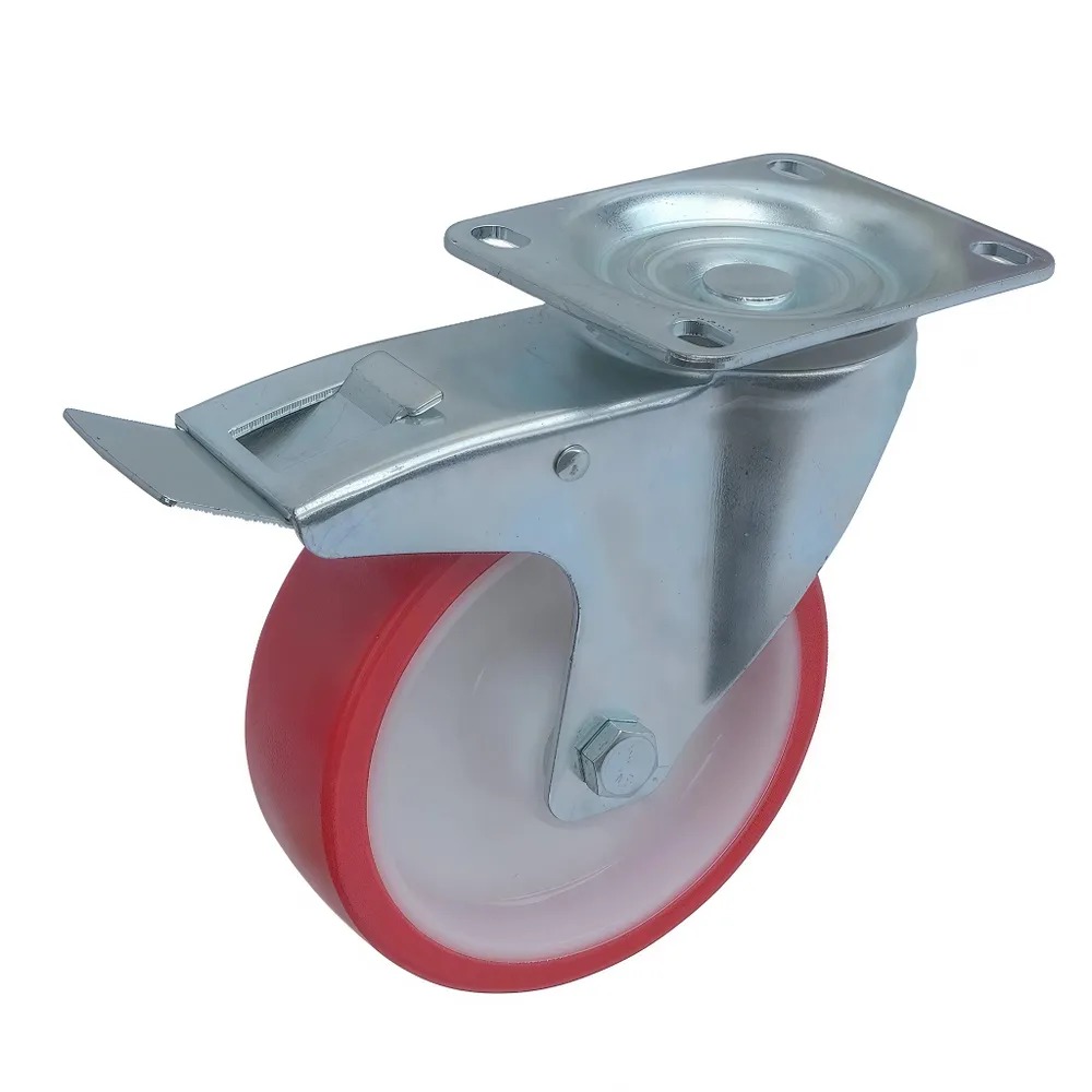 SPpb 63 - Полиуретановое колесо 160 мм (площадка, поворотн, тормоз, обод PP, двойной шарикоподш.)